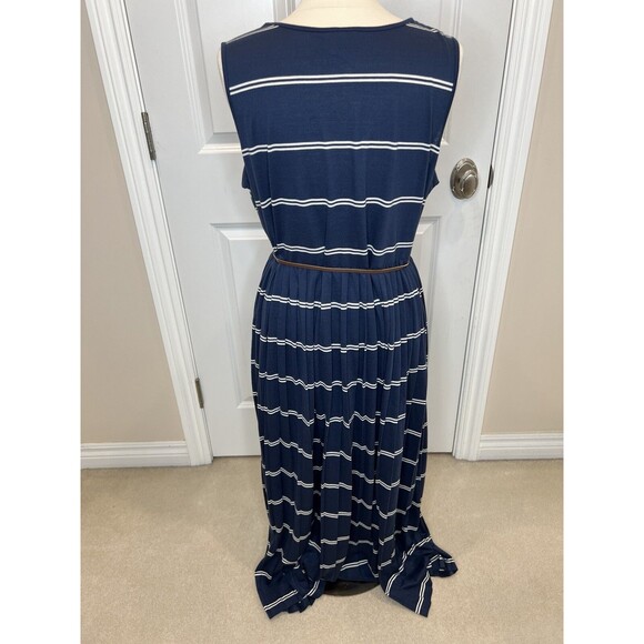 Catherines Plus Maxi Dress Women Blue Striped Sailor Chic Nautical Cruise 18/20W - Picture 8 of 8